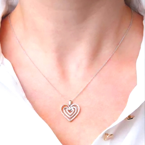 Diamond Multi-Heart 18" Pendant Necklace accented with sparkling diamonds - Picture 1 of 4